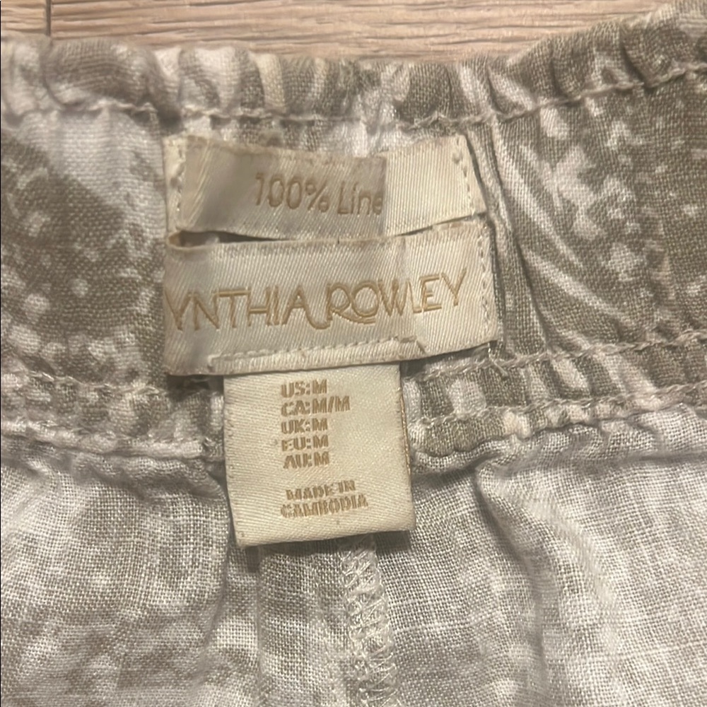 Beige Patterned Linen Pants - Picture 2 of 4